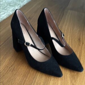 Halogen Black Block Heel Mary Jane Pumps